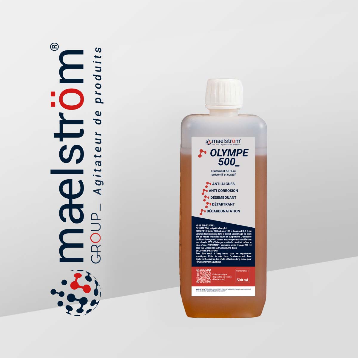 Olympe 500_ dose de traitement préventif curatif des circuits d'eau Maelstrom